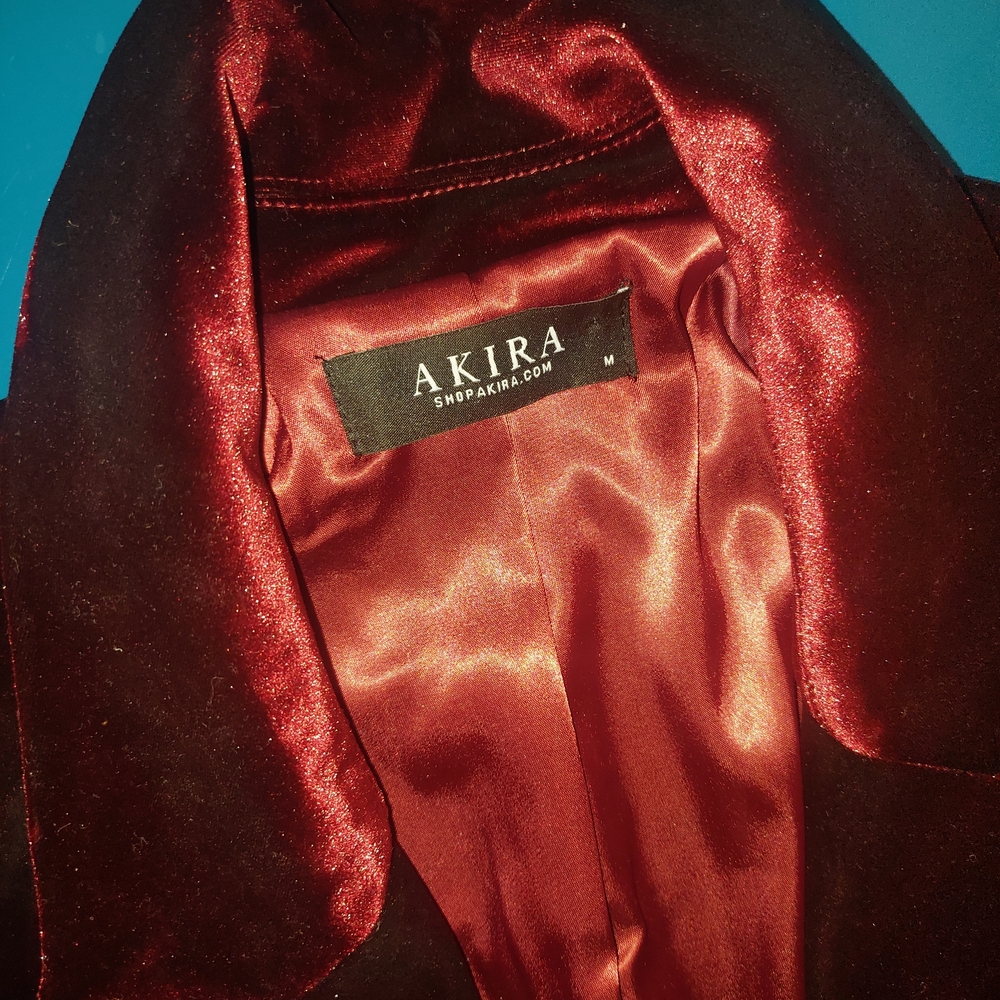 AKIRA Velvet Burgundy Blazer - Picture 3 of 3